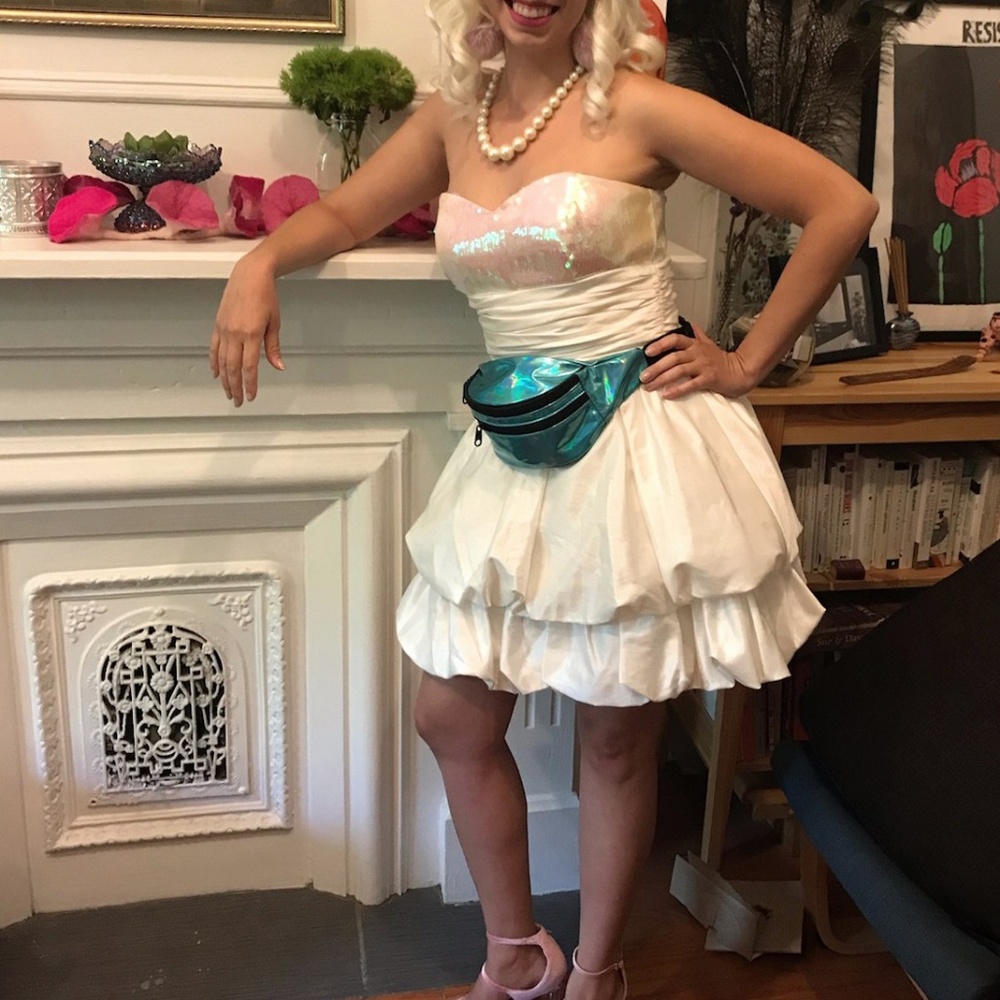 Vtg Betsey Johnson White Sequin Party Prom Dress